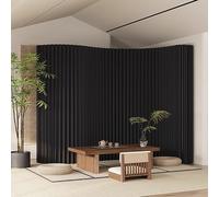 Portable Black Folding Room Divider - Modern for Office Home & Retail - Lightweight Detive Partit Wall (16.5'W x 8.6'H)
