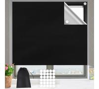Portable Blackout Blind, 100% Blackout Material 300x145cm Free Cut Size & Shape No Drill Blackout Blinds with 30 Pairs Self Adhesive Fasteners for Bedroom, Nursery, Loft, Travel