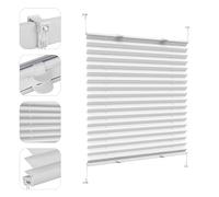 Portable Blackout Blind, 60 x 100 cm Light Filtering, Privacy Protection, Panel Curtain Plisse Blind Klemmfix No Drilling, for Windows and Doors, White