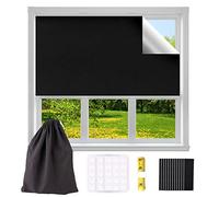 Portable Blackout Blind, Temporary 100% Blackout Shades, Easy to Stick on No Drill Blinds Blackout Curtain for Window, with Self Adhesive Tapes for Bedroom, Nursery,Travel,Car, Cut to Size, 300x145cm