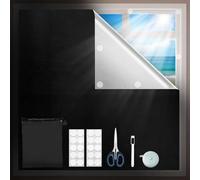 Portable Blackout Blind,Temporary Blackout Blind 200x145cm Blackout Curtains 100% Blackout Material No Drill for Windows Bedroom with Self Adhesive Fasteners and A Scissor Fits Any Window Size/Shape