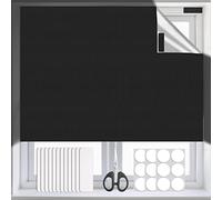 Portable Blackout Blinds 300x145cm, 100% Blackout Material No Drill Stick On Window Blinds,Temporary Black Out Curtains for Bedroom Nursery Travel Caravan - with 30 Pcs of Adhesive Pads