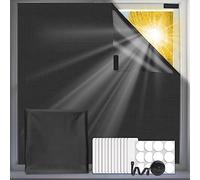 Portable Blackout Blinds 300x145cm, 100% Blackout Material No Drill Stick On Window Blinds, Temporary Black Out Curtains for Bedroom Nursery Travel Caravan - with Bonus Adhesive Strips