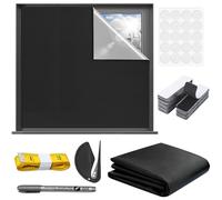 Portable Blackout Blinds Stick on 300x145cm, Easy to Stick on no Drill Black Out Blinds 100% Blackout Blind Material, for Bedroom, Campervan, or Office, with Self Adhesive Fasteners and Ruler, Cutter