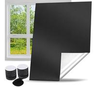 Portable Blackout Blinds, Temporary Blackout Material, 100% Blackout No Drill Easy to Stick On Window for Nursery Bedroom and Travel, with 18PCS Self Adhesive Fasteners and Scissors (BLACK- 145*100cm)
