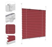 Portable Blackout Curtain 100 x 170 cm SelfAdhesive NonWoven Fabric Pleated EasyFix Clamping No Drill Installation for Window & Bedroom Red Color
