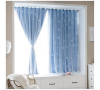 Portable Blackout Curtains No Drilling Stick On, Short Blackout Blinds for Bedroom Study, Nordic Style Thermal Window Shades(Blue,W100*H150CM)