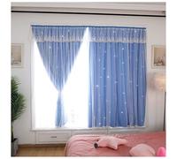 Portable Blackout Curtains No Drilling Stick On, Short Blackout Blinds for Bedroom Study, Nordic Style Thermal Window Shades(Blue A,W100*H150CM)