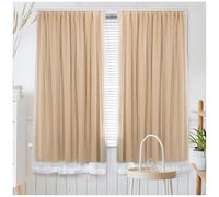 Portable Blackout Curtains No Drilling Stick On, Short Blackout Blinds for Bedroom Study, Nordic Style Thermal Window Shades(Beige,W100*H150CM)
