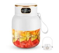 Portable Blender, 1200ml Mini Juicer Cup with Digital Display, USB C Rechargeable Smoothie Maker for Shakes, Juices and Protein Drinks, Cordless Personal Blender (White)