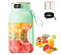 Portable Blender 1200ml with Digital Display,Multifunctional Portable Juicer,USB Rechargeable Smoothie Maker for Shakes and Smoothies,10-Blade Juice Cup for Travel&Gym (Green, Single Cup + Single Lid)