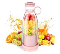 Portable Blender, 350ml Electric Mini Juicer Cup with 6 Stainless Steel Blades, USB Rechargeable Cordless Personal Blender for Smoothies, Shakes & Fruits, for Home, Office, Travel & Outdoors (Pink)