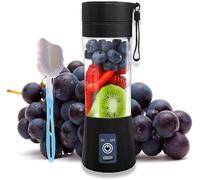 Portable Blender 380ml, Powerful USB Rechargeable Mini Blender, 2000mAh Battery, 6 Stainless Steel Blades for Smoothies, Milkshakes & Ice - Black