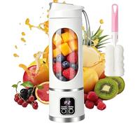 Portable Blender 450ml, Personal Blender USB Rechargeable, Cordless Mini Blender, Fruit Veggie Juicer Cup with 12 Blades, Digital Display, 3 Modes, for Smoothies, Shakes and Juices (White)