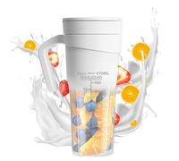 Portable Blender 470ml, Ice Crushing Smoothie Maker with Straw, 4000mAh Rechargeable, 6 Blades for Fruit & Veg Juice, Protein Shake Cup, Easy One-Touch Operation for Personal Use at Home/Travel