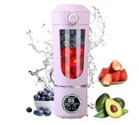 Portable Blender, Cordless 24oz To-Go Mini Blender with Lids, Personal Blender for Shakes&Smoothies,Leakproof Lid&Sip Spout, Rechargeable & Self Cleaning - Travel Blender with 12 Sharp Blade (Purple)