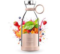 Portable Blender for fresh juices and Smoothies 350ML, Bottle Mini Blender Rechargeable Smoothie Maker with Wireless Charging and Travel Lid, Perfect for Travel, Gym, Office (Pink)