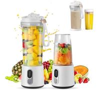 Portable Blender for Shakes and Smoothies, 500ml Personal Juicer with 300ml Travel Sports Bottles with Leakproof Travel Lid, USB-C Rechargeable Mini Blender Cup for Kitchen Office Gym, BPA Free
