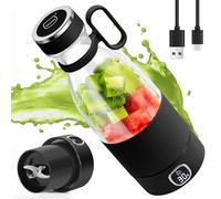 Portable Blender, MIAOKE 6 Blades Juicer Cup for Juice Shakes and Smoothies 350ml Mini Blender with Led Display Usb Rechargeable,3000Mah Rechargeable Battery, for Home Sports Outdoors Travel-Black