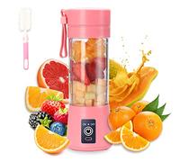 Portable Blender, Personal Juicer Cup, 380ml Handheld Fruit Mixer Machine USB Rechargeable with 6 Power Blades Travel Blender for Smoothies and Shakes (Pink)