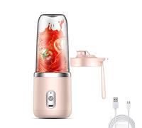 Portable Blender, Personal Mini Blender Smoothie MilkShakes Juicer Cup Fruit Mixing Machine Ice Maker Travel Blenders 400ml (Pink)