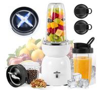 Portable Blender Smoothie Maker 500W, Juicer 25000 RPM Extractor Blend Smoothie, Frozen Fruit, Nuts & Ice, with 2x 500ml ToGo Cups, 300ml Grinder & 2 Carrying Handles, Ideal for Health Lover