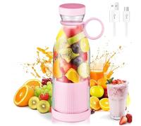 Portable Blender, Upgraded Fresh Juice Blender Bottles Portable, 420ml Cordless Personal Blenderes for Shakes and Smoothies with 6 Blades, USB Rechargeable (Pink)