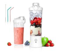 Portable Blender, VKYOZVA Personal Blender for Shakes and Smoothies, 240W with 6 Stainless-Steel Blades,USB Rechargeable Cup Travel Lid 2 Straws And Brush Home, Outdoor White