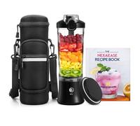 Portable Blender with Insulated Carrying Case & Recipe Book for Shakes and Smoothies, 20 OZ Personal Juicer Electric Protein Shaker Bottle, Mini Small Blender Cup with USB-C Rechargeable, Travel Lid
