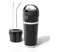 Portable Blender with Insulated Cup, Personal Blender for Smoothies, 11.1V high-torque Motor, Stainless Steel Cup, Keep Cold 24 Hours, Self-cleaning, USB-C Rechargeable, 20 oz, Travel Lid, Black