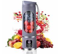 Portable Blenders Bottles for Shakes and Smoothies, USB Rechargeable 1500mah Battery 3 Speed Cooking Machine with Display, 450ML Electric Juicer Cup Mixer for Fresh Fruit Juices (Purple 3.7V)