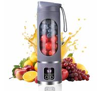 Portable Blenders Bottles for Shakes and Smoothies, USB Rechargeable 1500mah Battery 3 Speed Cooking Machine with Display, 450ML Electric Juicer Cup Mixer for Fresh Fruit Juices (Purple 7.4V)