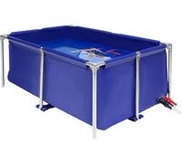 Portable Blue Canvas Fish Pond - Small Above Ground Koi Breeding Pond With Stainless Steel Tubes, Drain Valve, And Foldable Water Storage For Easy Setup