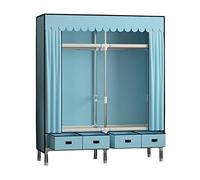 Portable Blue Canvas Wardrobe with Shelves & Hanging Rail, Space-Saving Fabric Closet for Bedroom Sto, 140x45x168cm Clothes nizer & Rack