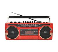 Portable Bluetooth Boombox, Retro Built-In Stereo Speaker with Cassette Player USB TF Card Play Tape Music Player Recorder 5.0 Bluetooth Speakers Radio Classic 80s Style (Color : Red)