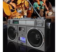 Portable Bluetooth Boombox Speaker with AM/FM Radio and Recorder, USB/AUX Support for Outdoor Activities and Entertainment