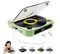 Portable Bluetooth CD Player, Rechargeable CD Player with Built-in HiFi Speakers, 6 Hours Battery Life, Compact Travel Music Player with Headphones for Home, Outdoor, Travel & Music Lovers (Green)