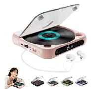 Portable Bluetooth CD Player, Rechargeable CD Player with Built-in HiFi Speakers, 6 Hours Battery Life, Compact Travel Music Player with Headphones for Home, Outdoor, Travel & Music Lovers (Pink)