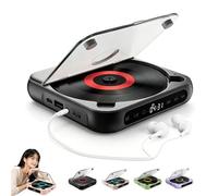 Portable Bluetooth CD Player, Rechargeable CD Player with Built-in HiFi Speakers, 6 Hours Battery Life, Compact Travel Music Player with Headphones for Home, Outdoor, Travel & Music Lovers (Black)