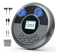 Portable Bluetooth CD Player, Rechargeable CD Player, with Dual Speakers and Headphones Cd Player, Data Cable, CD Music Player for Car and Personal Use gray