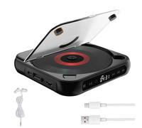 Portable Bluetooth CD Player with LED Display, 2026 New CDs Players with Hi-Fi Sound, Rechargeable Wireless Compatible CD-Player, Portable Small CDs Players, for Travel, Home, Car (Black)