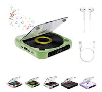 Portable Bluetooth CD Player with LED Display, Rechargeable Wireless CD Player Portable, Portables Small CDs Players for Home, Small CDs Players for Home, Car & Outdoor (Green)