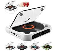 Portable Bluetooth CD Player with LED Display, Rechargeable Wireless CD Player Portable, USB/SD/AUX/FM for Home, Car & Outdoor (White)