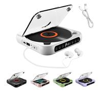 Portable Bluetooth CD Player with LED Display, Rechargeable Wireless Compatible CD-Player, Small CD Players for Home, Car & Outdoor, USB/SD Radio (White)