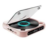 Portable Bluetooth-Compatible CD Player, 2000mAh Rechargeable Battery Compact Lightweight Personal Music Player, for Travel, Home, Car(Pink)