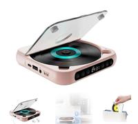 Portable Bluetooth-Compatible CD Player, Hi-Fi Sound, Wireless Playback, 2000mAh Rechargeable Battery, Compact & Lightweight for Travel, Home, Car (pink)