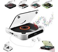 Portable Bluetooth-Compatible CD Player: Hi-Fi Sound, Wireless & Wired Playback, Rechargeable Battery, Compact & Lightweight for Travel,Home,Car (White)