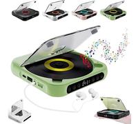 Portable Bluetooth-Compatible CD Player: Hi-Fi Sound, Wireless & Wired Playback, Rechargeable Battery, Compact & Lightweight for Travel,Home,Car (Green)