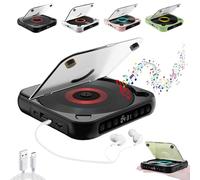 Portable Bluetooth-compatible CD Player, Home Rechargeable Compact CD Player Built-in HiFi Speakers with Timer and LCD Screen Display, Supports CD/AUX/USB and Repeat Modes (Black)