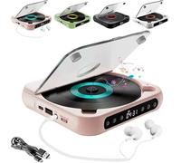 Portable Bluetooth Compatible Player,Built-In Speakers With Speakers Headphones,Mini Rechargeable Compatible Player,Repeat Modes,Easy To Use Buttons,For Home, Office, Car,Pink